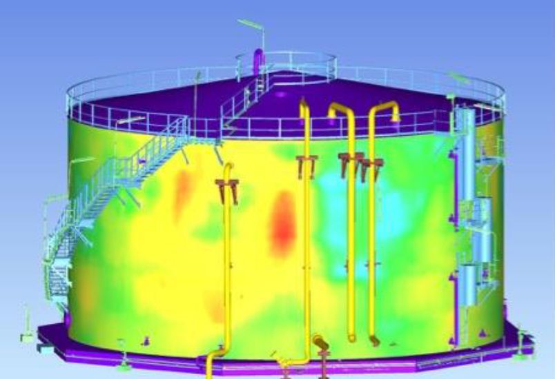 Tank 3D model with deformation heatmap